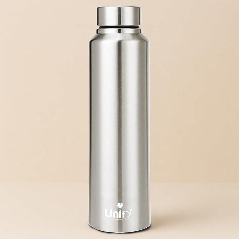 Unify Stainless Steel Water Bottle 1 Litre for Fridge, School, Office, Gym, Travel | Leak Proof | Rust Free | BPA Free | Easy to Carry Bottle for Girls, Boys, Kids & Adults (Saturn, Set of 1, 1000 ml) - Image 1