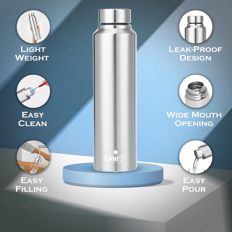 Unify Stainless Steel Water Bottle 1 Litre for Fridge, School, Office, Gym, Travel | Leak Proof | Rust Free | BPA Free | Easy to Carry Bottle for Girls, Boys, Kids & Adults (Saturn, Set of 1, 1000 ml) - Image 5