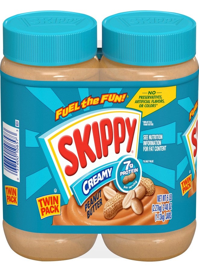 SKIPPY Creamy Peanut Butter Spread, Shelf-Stable, 40 oz Jar of SKIPPY Peanut Butter (2 Pack) - Image 1
