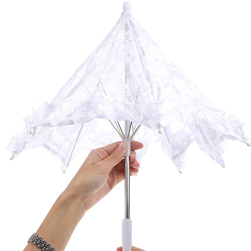 2pcs Lace Umbrella Scene Props Lace Parasol Umbrella for Wedding Stage Performance Photography - Image 3