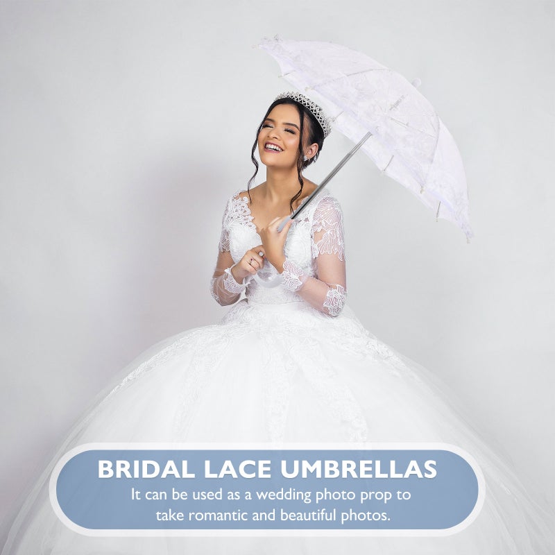 2pcs Lace Umbrella Scene Props Lace Parasol Umbrella for Wedding Stage Performance Photography - Image 4