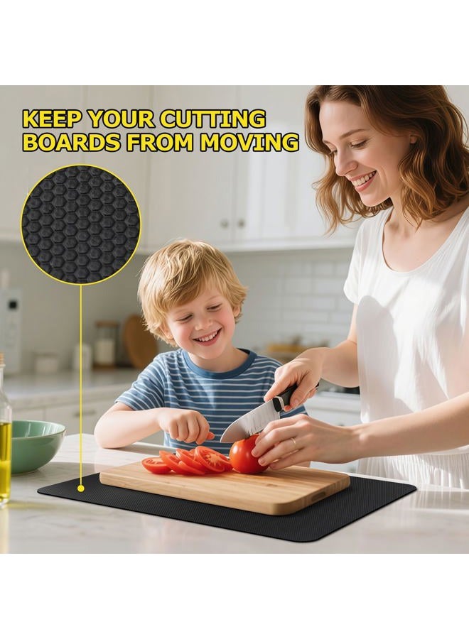 Xfenvs Upgraded 10” x 15” Non-Adhesive Non-Slip Cutting Board Mat, Multi-Purpose Non-Slip Pad for Chefs & Home Cooks, Safety Grip Mat Under Kitchen Cutting Boards, Drawer Liners (Black, 1 Pack) - Image 4