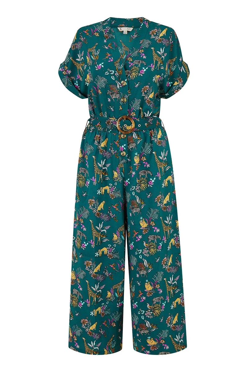 Yumi Recycled Safari Animal Print Jumpsuit