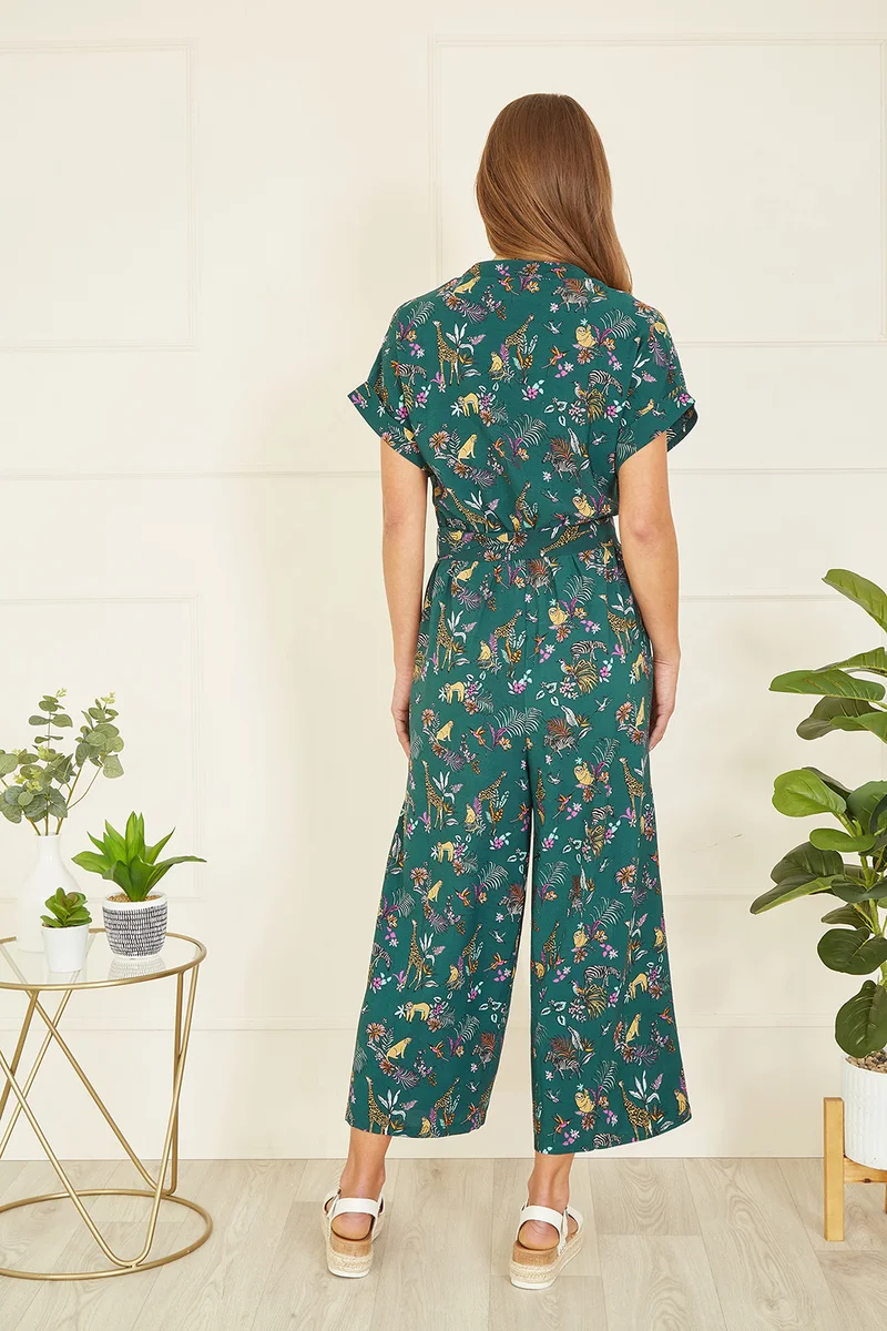 Yumi Recycled Safari Animal Print Jumpsuit