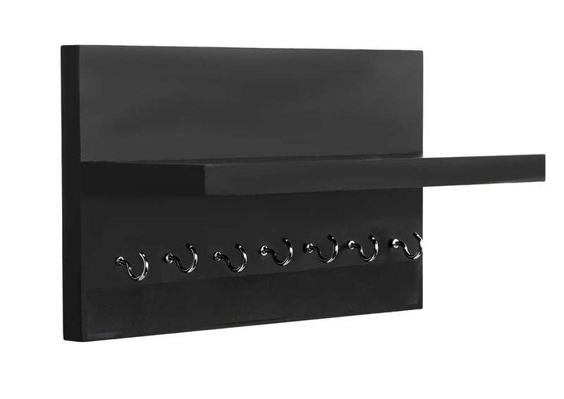 DIME حامل مفاتيح مثبت على الحائط مع رف أنيق لتنظيم الرف (7 خطافات، أسود) - Image 4