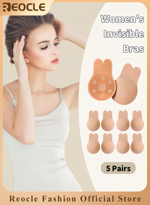 REOCLE 5PCS Women's Adhesive Bras Strapless Backless Bra Invisible Lift Up Adhesive Cover Bra Comfortable & Reusable Silicone Rabbit Ear Bras for Strapless Backless Evening Dresses & Prom Dresses & Bridal Dress | REOCLE 5PCS Women's Adhesive Bras Strapless Backless Bra Invisible Lift Up Adhesive Cover Bra Comfortable & Reusable Silicone Rabbit Ear Bras for Strapless Backless Evening Dresses & Prom Dresses & Bridal Dress |