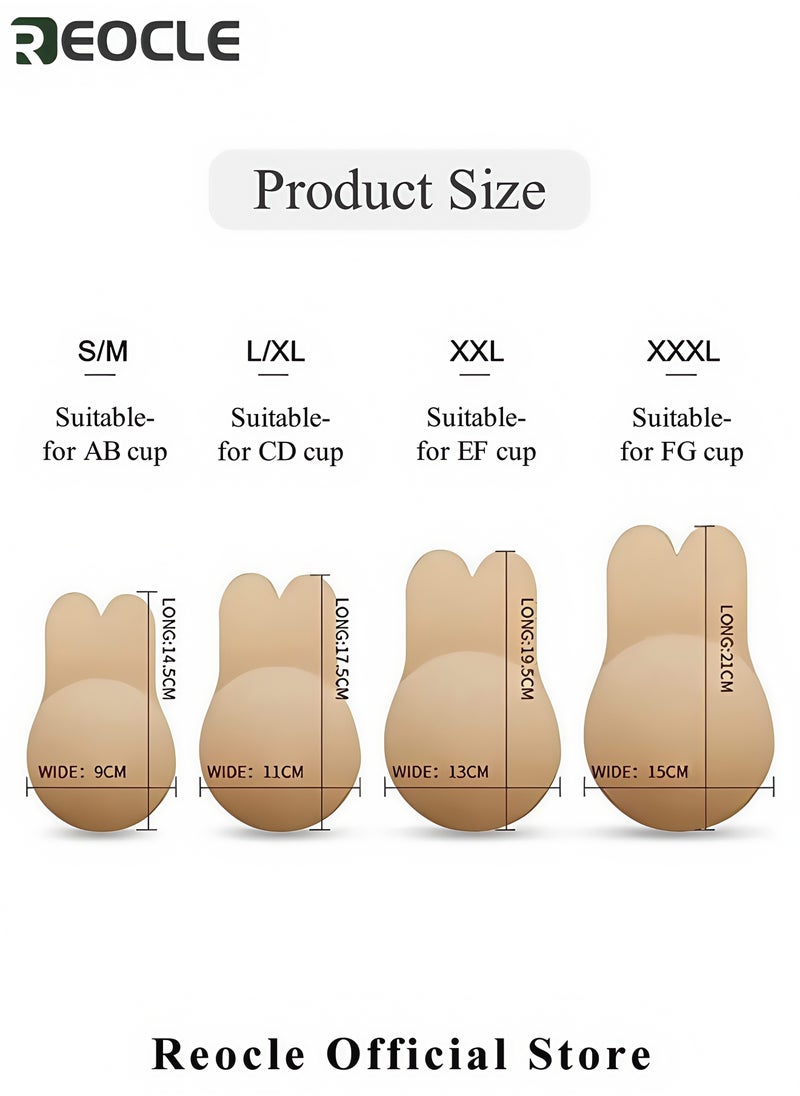 REOCLE - 5PCS Women's Adhesive Bras Strapless Backless Bra Invisible Lift Up Adhesive Cover Bra Comfortable & Reusable Silicone Rabbit Ear Bras for Strapless Backless Evening Dresses & Prom Dresses & Bridal Dress - Image 1