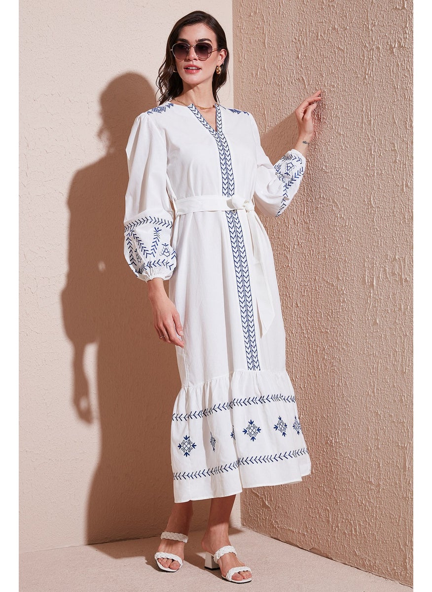 Cotton Regular Fit Balloon Sleeve Embroidered Long Dress Women's Dress 676202 - pzsku/Z965CEB7FA53523DABDDDZ/45/_/1741264993/9ca4173d-52c0-4555-b205-de8039bffbcd