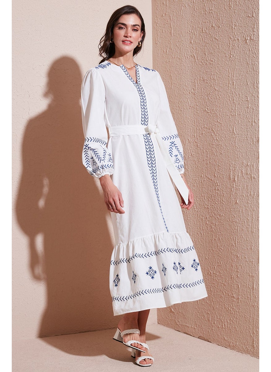 Cotton Regular Fit Balloon Sleeve Embroidered Long Dress Women's Dress 676202 - pzsku/Z965CEB7FA53523DABDDDZ/45/_/1741264995/cbbcf119-5616-45b7-84b8-aae1c3a7c01c