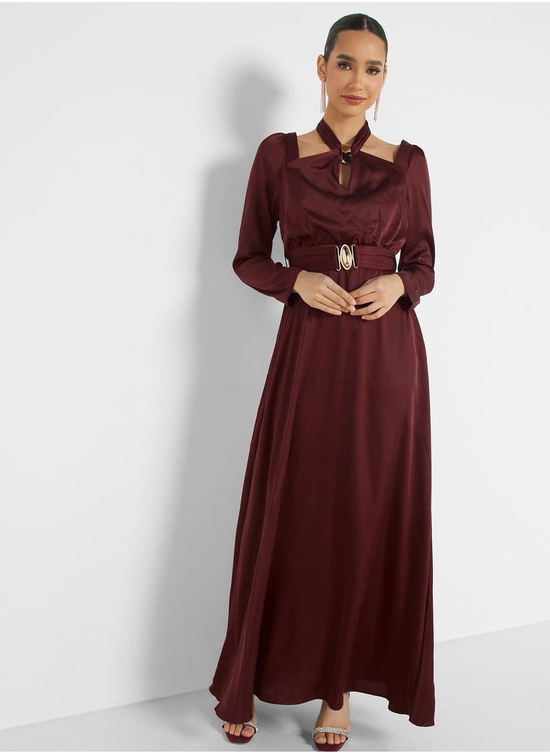 فيمي9 فستان بتفاصيل حزام  - Image 4