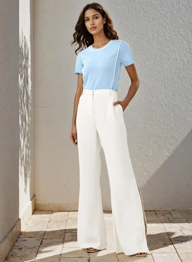 Iconic Iconic Ribbed T-shirt with Contrast Piping