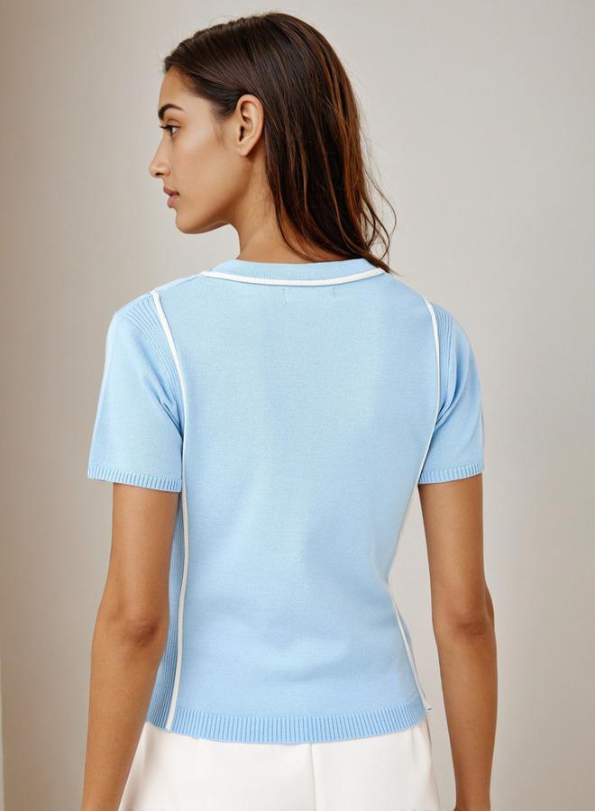Iconic Ribbed T-shirt with Contrast Piping - Image 3