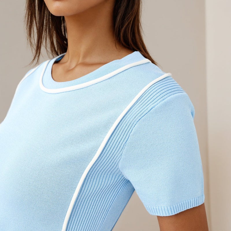 Iconic Ribbed T-shirt with Contrast Piping - Image 4
