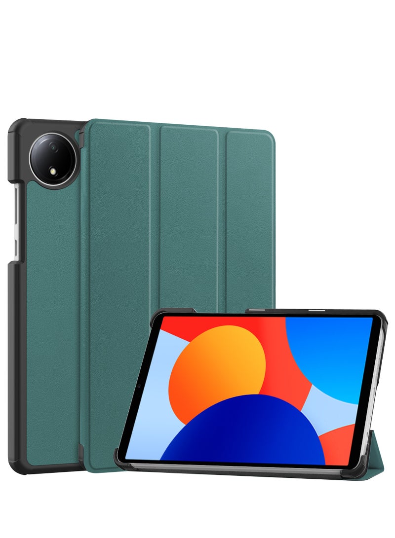 Case for Xiaomi Redmi Pad SE 8.7'' 2024 Folding Folio Ultra-Thin PU Leather Stand Case Cover for Xiaomi Redmi Pad SE 8.7 (Dark Green) - Image 1
