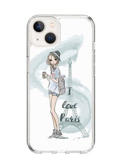 Classic Clear Case for Apple iPhone 14 Hybrid Soft Case Flexible Edges Anti Drop TPU PC Gel Thin Transparent Cover [ Designed for Apple iPhone 14 ] - I Love Paris Full Print