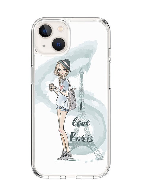 Classic Clear Case for Apple iPhone 14 Hybrid Soft Case Flexible Edges Anti Drop TPU PC Gel Thin Transparent Cover [ Designed for Apple iPhone 14 ] - I Love Paris Full Print