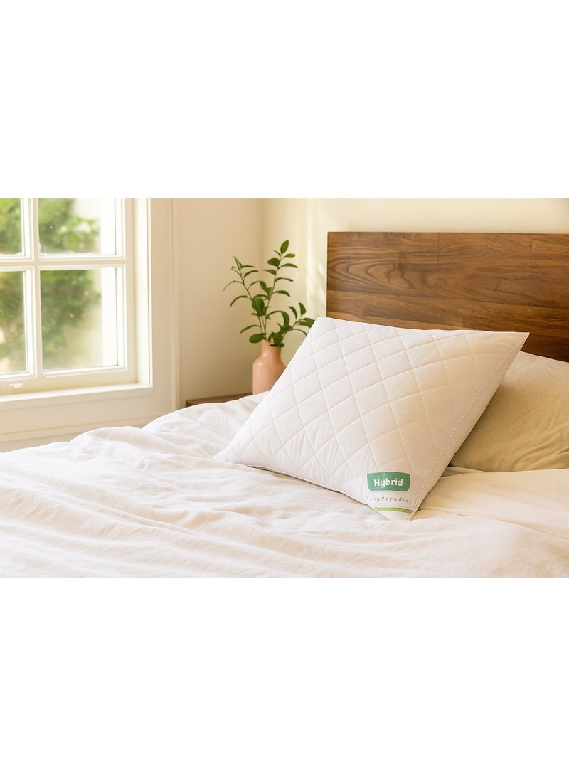 نيوفالييتو وسادة دريم بارادايس – غطاء مبطن بنقشة ماسية من قطن 100٪ | حشوة مزدوجة الطبقات: ألياف دقيقة فائقة النعومة (الطبقة العلوية) + رغوة الذاكرة روتيني (الطبقة السفلية) - Image 1