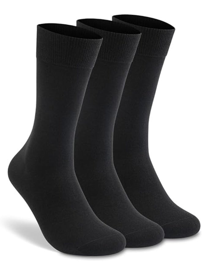 Men's Thin Merino Wool Socks, Cozy Casual Winter Warm Breathable Mid-calf Dress Socks 3/6 Pairs Pack - Image 1