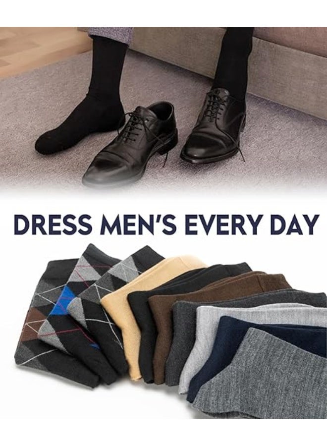 Men's Thin Merino Wool Socks, Cozy Casual Winter Warm Breathable Mid-calf Dress Socks 3/6 Pairs Pack - Image 4