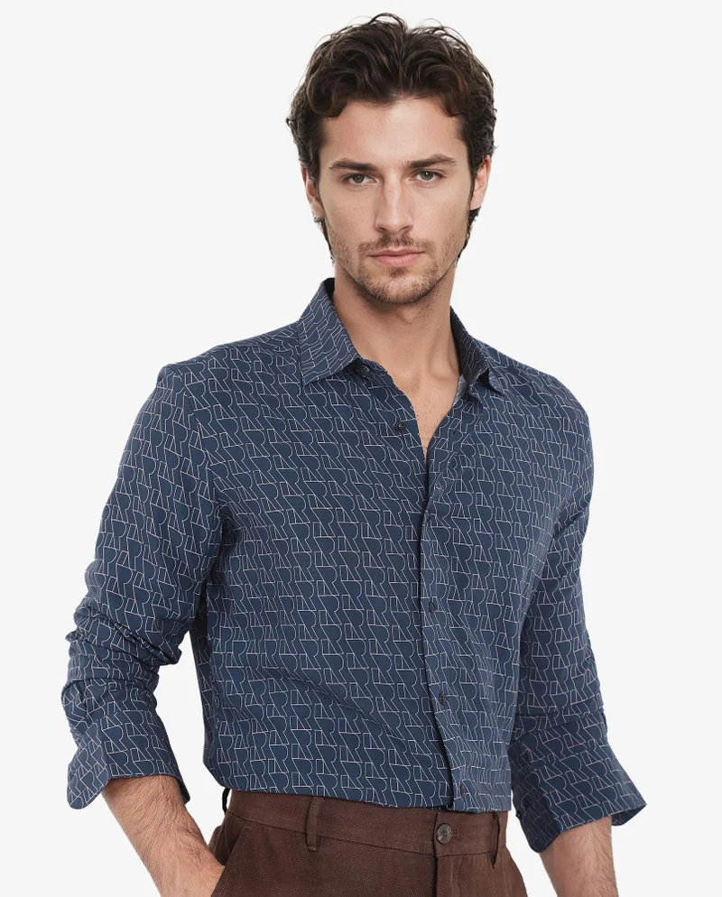 Rare Rabbit Men's Monogram Print Shirt