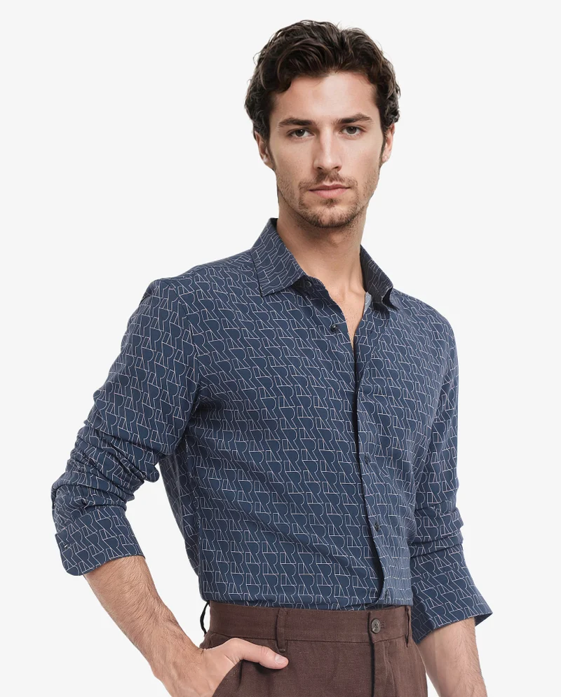 Rare Rabbit Men's Monogram Print Shirt