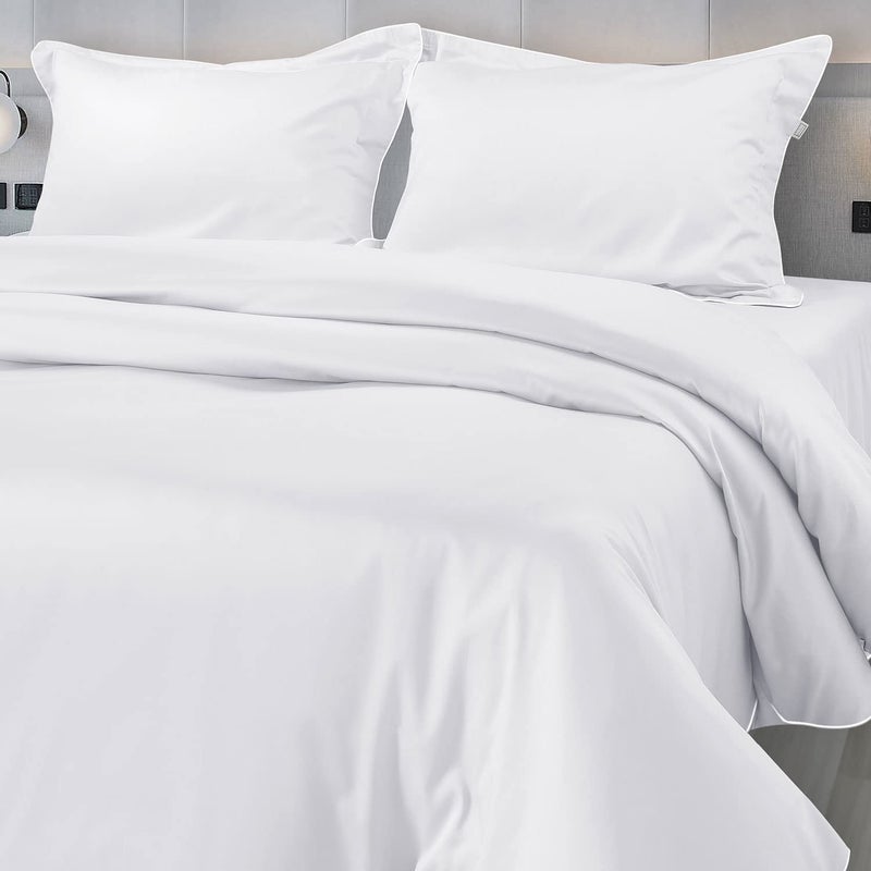 SPREAD SPAIN 500 Thread Count Italian Pure Cotton Flat Sheets 108 X 108 Inch Super King Size Bedsheet With 2 Pillow Cases Wrinkle Free Cotton SheetsWhite500 TC