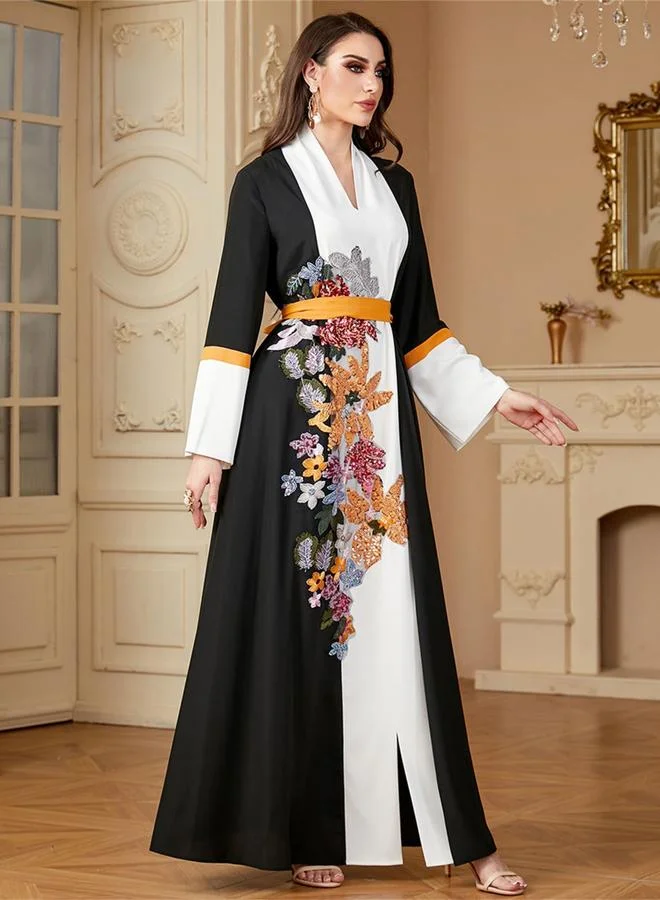 Take Two Women Floral Embroidered Belted Jalabiya