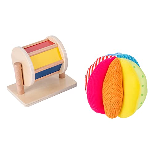 Adena Montessori Montessori Baby Toys Play Kit Montessori Mirror Peekaboo Knob Puzzle, Medium Spinning Drum and Rainbow Fabric Ball Kit Toys for6-12Months Toddlers (Play Kit 3) - Image 2