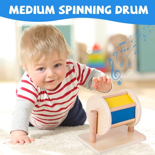 Adena Montessori Montessori Baby Toys Play Kit Montessori Mirror Peekaboo Knob Puzzle, Medium Spinning Drum and Rainbow Fabric Ball Kit Toys for6-12Months Toddlers (Play Kit 3) - Image 5