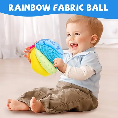 Adena Montessori Montessori Baby Toys Play Kit Montessori Mirror Peekaboo Knob Puzzle, Medium Spinning Drum and Rainbow Fabric Ball Kit Toys for6-12Months Toddlers (Play Kit 3) - Image 4