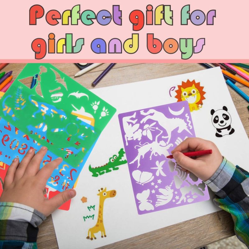 Drawing Stencils: 20 Pieces 0.5mm Washable Reusable PP Plastic - 300+ Themed Patterns Kids Drawing Tool for Home Classroom Kindergarten Daycare Holiday Birthday Gifts - Image 5