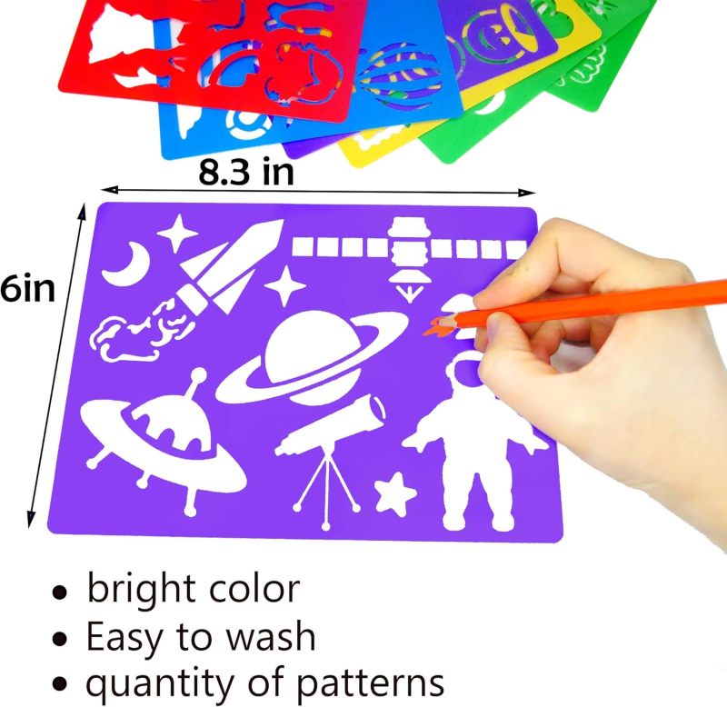 Drawing Stencils: 20 Pieces 0.5mm Washable Reusable PP Plastic - 300+ Themed Patterns Kids Drawing Tool for Home Classroom Kindergarten Daycare Holiday Birthday Gifts - Image 4