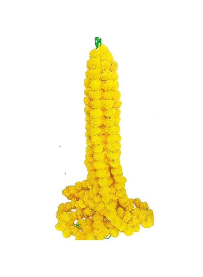 Klassic Artificial Marigold Flower for Decoration for Diwali Decoration Navratri, Pooja, Home Inauguration, Temple, Wedding (Yellow, Pack of 5) - Image 1