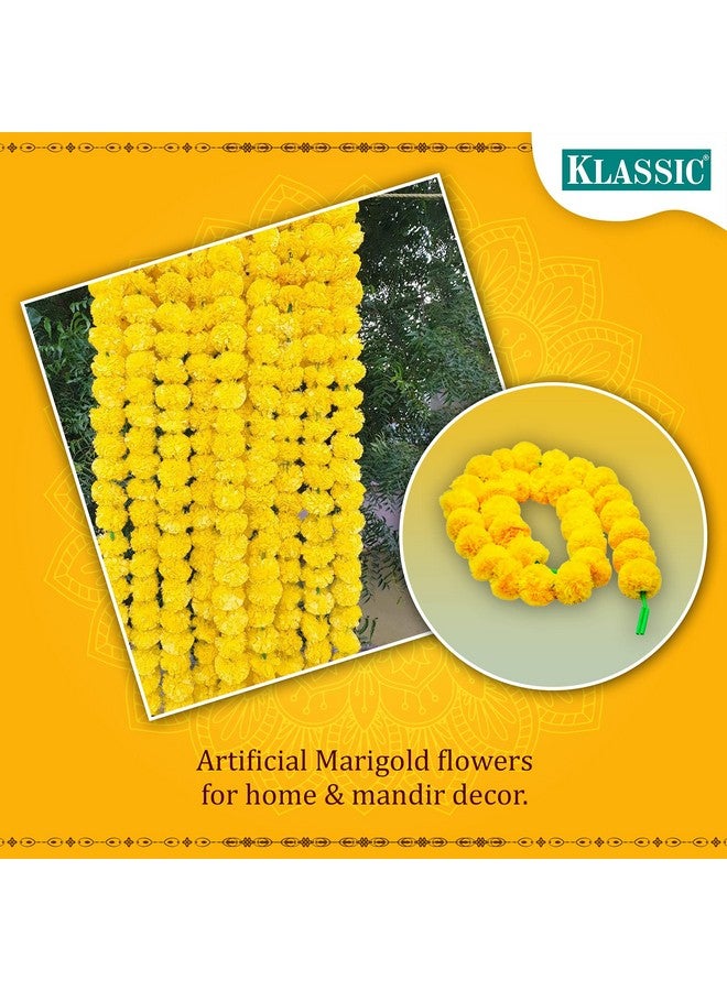 Klassic Artificial Marigold Flower for Decoration for Diwali Decoration Navratri, Pooja, Home Inauguration, Temple, Wedding (Yellow, Pack of 5) - Image 4
