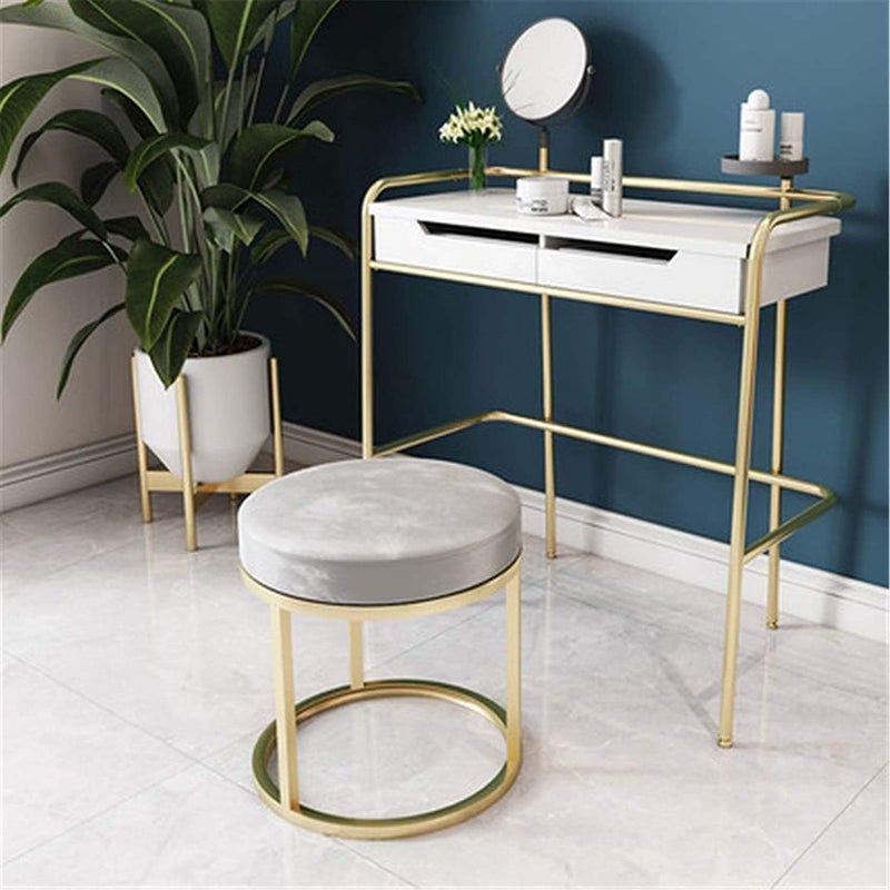 Generic Indian Decor. 45863 Makeup Stool Dressing Table Stool Household Makeup Stool Bedroom Modern Minimalist Fashion Round Stool Multiple Applications (Color : Grey, Size : 40x45cm) - Image 2