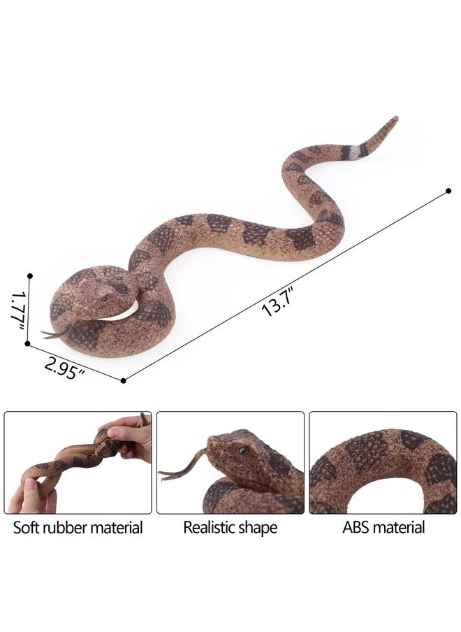 Sienon - Realistic Fake Snakes Toy Soft Rubber Snake Figure Garden Snake Scare Birds And Squirrels, Rattlesnake Toy Figurines Stress Relief Gag Toys Halloween Decoration Party Favors Prank Props - Image 1