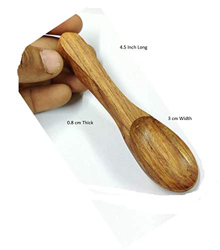 Arman Spoons Masala Spoon Sets for Small Containers (Table Spoon | Teak Wood) Handmade Wooden Spoon for Tea, Coffee, Sugar, Condiments & Spices (Big 5.5 inch Set of 6) - Image 2