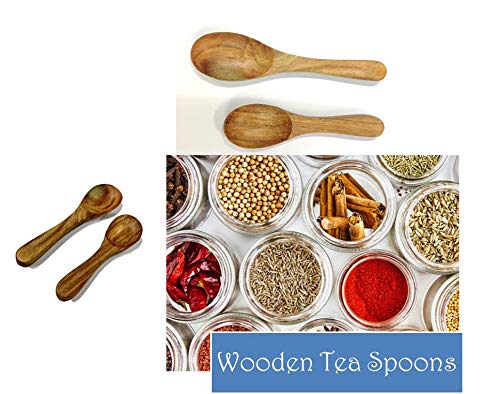 Arman Spoons Masala Spoon Sets for Small Containers (Table Spoon | Teak Wood) Handmade Wooden Spoon for Tea, Coffee, Sugar, Condiments & Spices (Big 5.5 inch Set of 6) - Image 3