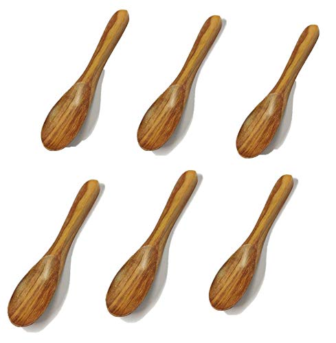 Arman Spoons Masala Spoon Sets for Small Containers (Table Spoon | Teak Wood) Handmade Wooden Spoon for Tea, Coffee, Sugar, Condiments & Spices (Big 5.5 inch Set of 6) - Image 1