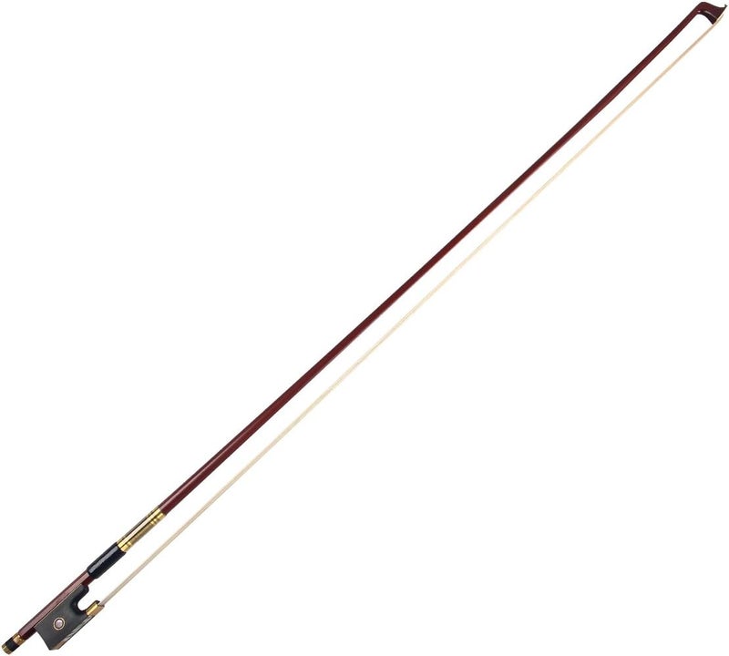 Kmise Violin Bow 4 / 4 Fiddle Pernambuco Round Stick Ebony Frog Horse Hair with Metal Heelplate for Beginner Practice - Image 4