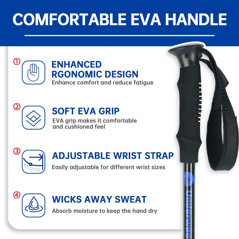 Underwood Aggregator Collapsible Trekking Poles for Hiking 2 Pack - Adjustable Aluminum Hiking Poles, Lightweight Nordic Walking Sticks for Women, Men, Seniors, Kids, Hiking Sticks for Backpacking by Underwood Aggregator - Image 3