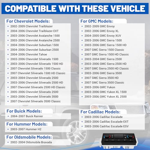 LUKYUCHA 599-211XD AC Climate Control Module Panel Switch Compatible with Cadillac Escalade Chevrolet Avalanche Silverado Suburban Tahoe GMC Sierra Yukon 2003-2009, Replace# 10367041 10367042 ﻿ - Image 3