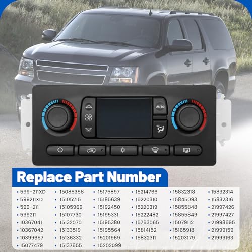 LUKYUCHA 599-211XD AC Climate Control Module Panel Switch Compatible with Cadillac Escalade Chevrolet Avalanche Silverado Suburban Tahoe GMC Sierra Yukon 2003-2009, Replace# 10367041 10367042 ﻿ - Image 2