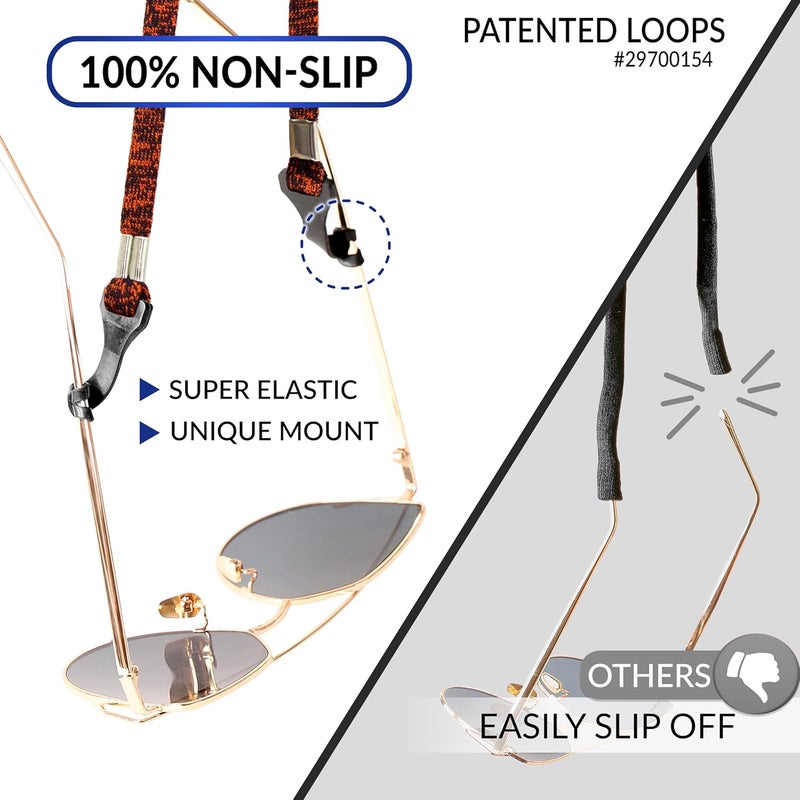 SIGONNA Eye Glasses String Holder Strap - Eyeglass Straps Cords for Men Women - Eyeglass Holders Around Neck - Sunglasses String Chain Lanyard Retainer - 4 Pcs Orange Blue - Image 3
