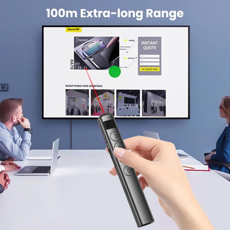 XIKKART Presentation Pointer | Presentation Remote with Laser Pointer | Wireless USB PowerPoint Presentation PPT Flip Pen, Slide Changer, Laser Pointer Clicker (Page Turning Pen - Black) (PTP) - Image 4