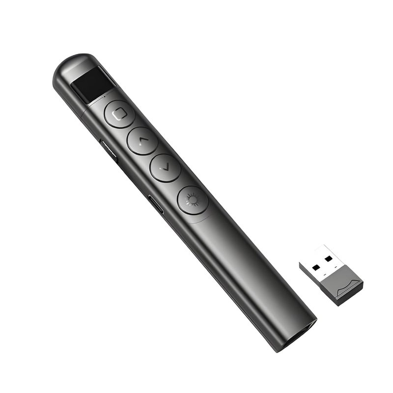 XIKKART Presentation Pointer | Presentation Remote with Laser Pointer | Wireless USB PowerPoint Presentation PPT Flip Pen, Slide Changer, Laser Pointer Clicker (Page Turning Pen - Black) (PTP) - Image 1