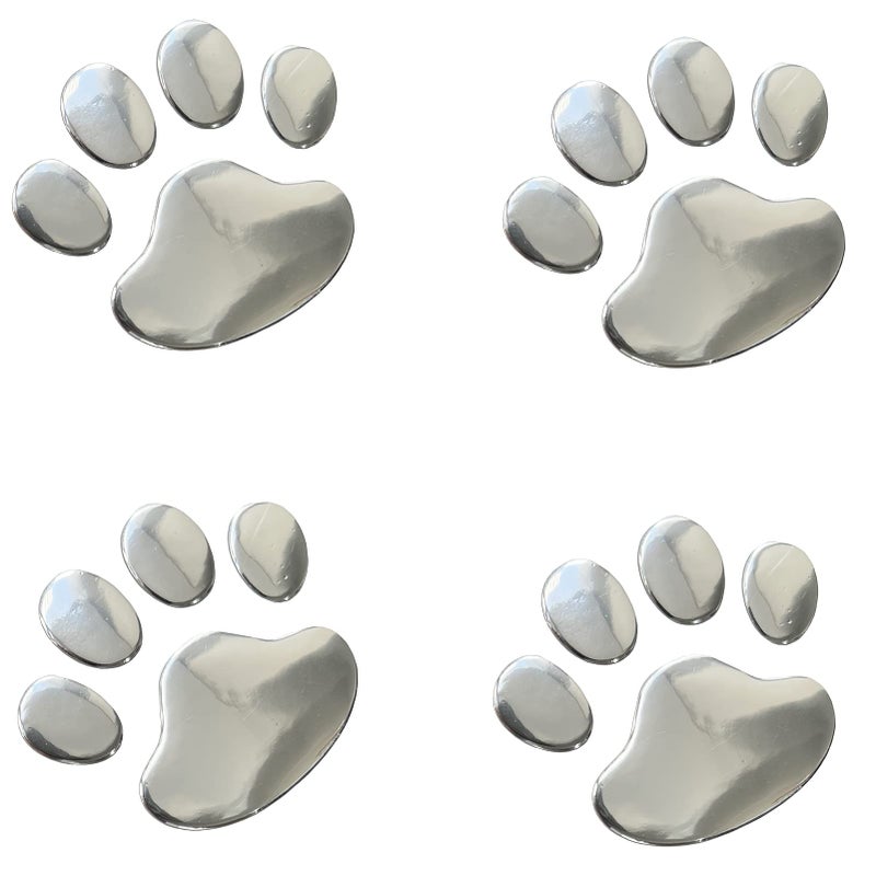 LZLRUN 3D Dog Paw Footprint Sticker Decal Auto Car Emblem Decal Decoration (Silver) - Image 1