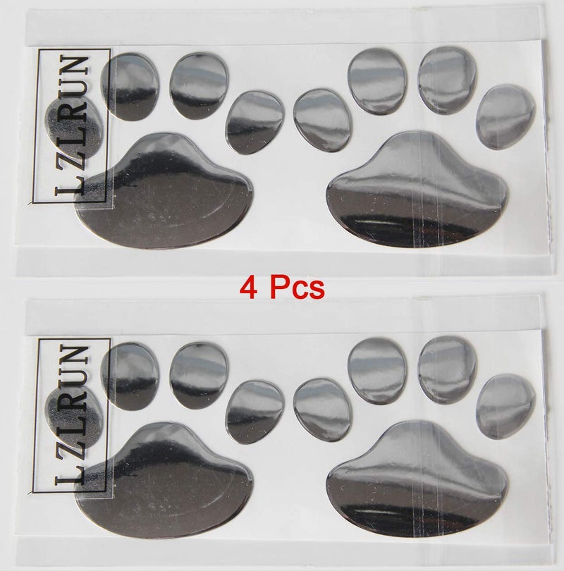 LZLRUN 3D Dog Paw Footprint Sticker Decal Auto Car Emblem Decal Decoration (Silver) - Image 3