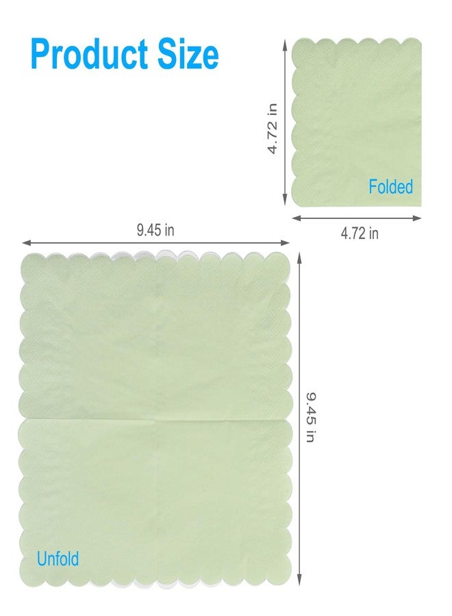 KyltoSynth Cocktail Napkins, Disposable Scalloped Napkins, 2-Ply Folded 4.72 x 4.72 Inches, for Bar, Party, Wedding, Birthday, Reception, Dinner, Restaurant (25, Sage Green) - Image 2