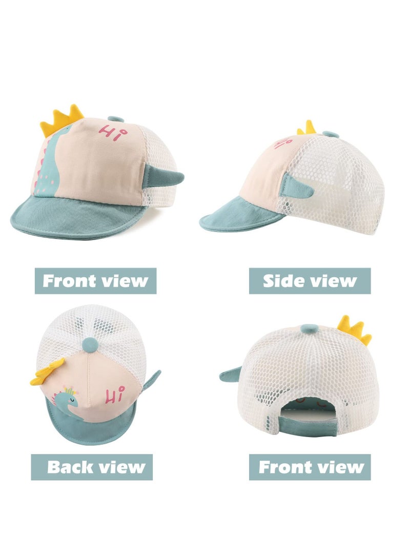 SYOSI Baby Duck Cap Infant Kids Sun Hat Bear Cute Cartoon Caps Spring Summer,Sun Hat for Baby Boy Girl, Kids Baseball Caps for Little boy Girl, Soft Cotton Hat for Baby Toddler (Green Dinosaur Mesh)  - Image 2